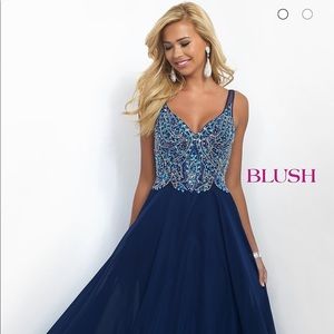 BRAND NEW BLUSH NAVY BLUE PROM DRESS NEW WITH TAGS